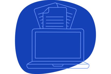 Laptop und Dokumente